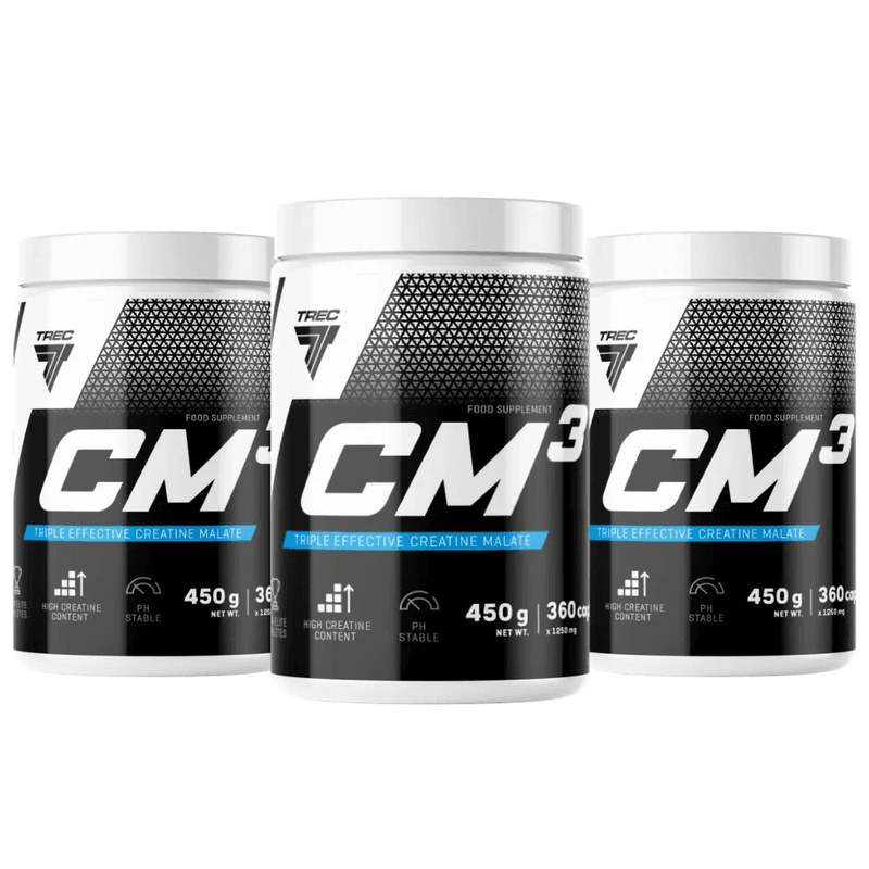 3 x Trec CM3 Tri-Creatine 360 kapsler, kreatin