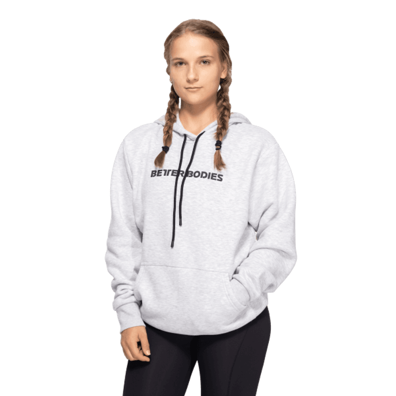 Better Bodies Unisex Logo hoodie, grå hettegenser 
