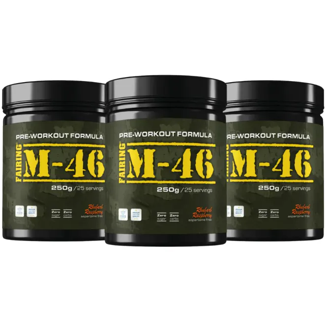 Hovedbilde 3 x M46 Pre Workout 250 g, PWO med kraftig effekt
