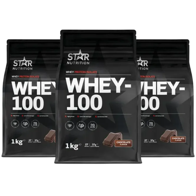 Hovedbilde 3 x Star Nutrition Whey-100 1 kg, proteinpulver