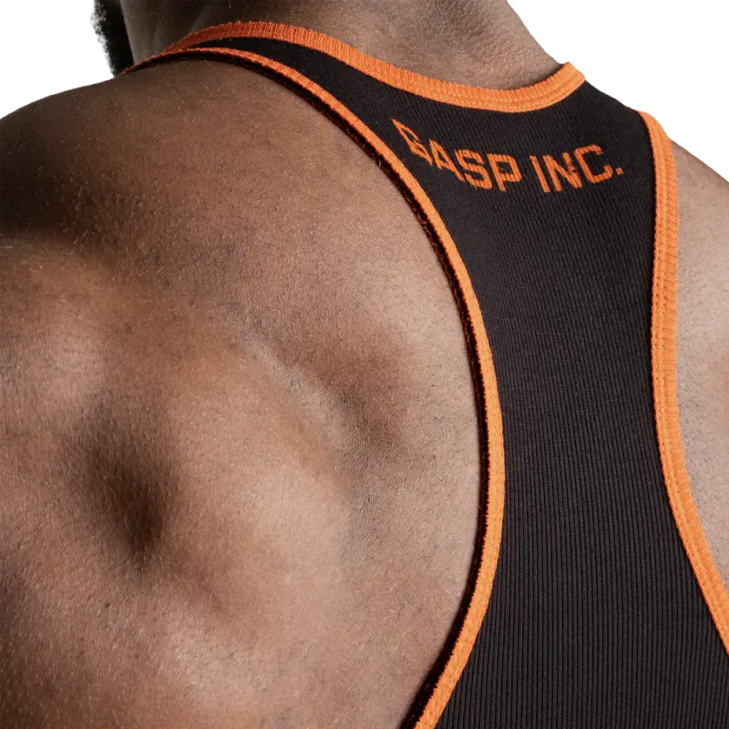 Gasp Ribbed T-back, svart/oransje singlet