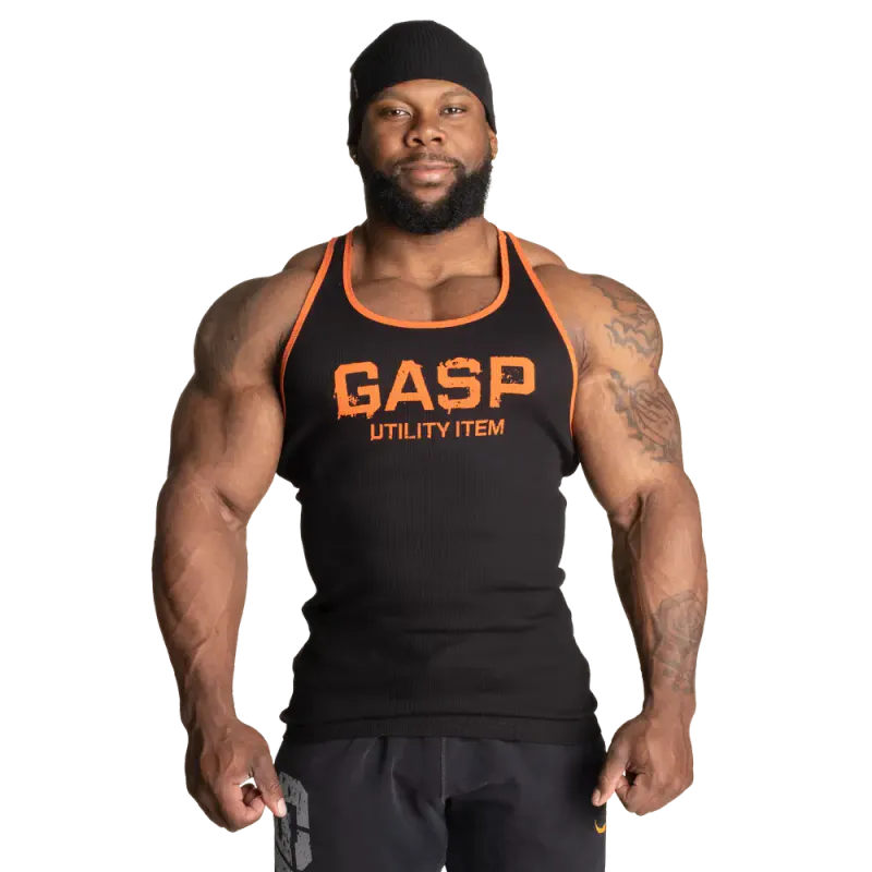 Gasp Ribbed T-back, svart/oransje singlet
