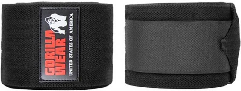 Gorilla Wear Knee Wraps, knebind 2 m, svart.